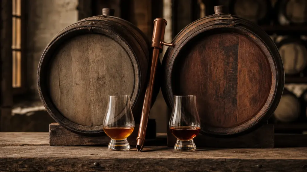 Whisky wechselt für das Cask Finish zwischen zwei Fässern