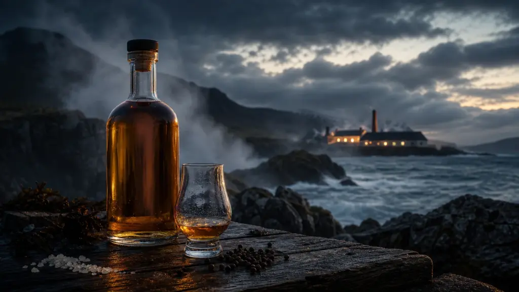 Maritimer Whisky vor der rauen Küste der Isle of Skye