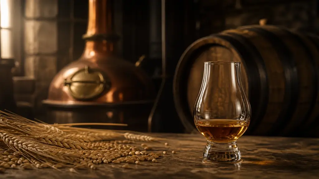 Titelbild: Wie wird Whisky hergestellt? Vom Korn ins Glas – Zeit im Glas