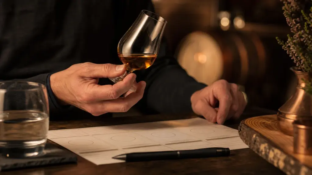 Whisky wird systematisch im Nosingglas verkostet
